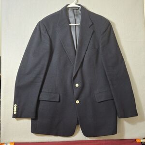Norm Thompson Blazer Jacket Men 44 Navy Miliotti Italy Wool Cashmere Made In USA